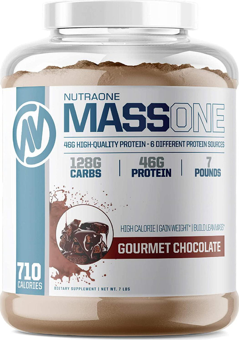 Massone Mass Gainer Protein Powder by NutraOne Gain Weight Protein Meal Replacement (Gourmet Chocolate - 7 lbs.)