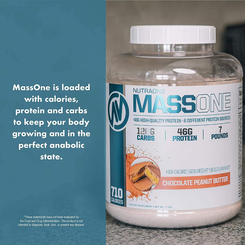Massone Mass Gainer Protein Powder by NutraOne Gain Weight Protein Meal Replacement (Gourmet Chocolate - 7 lbs.)
