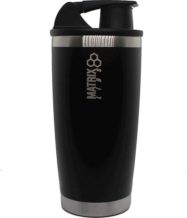 Matrix Shaker 20oz Stainless Steel Blender Cup Bottle Insulated Protein Mixer (Black)