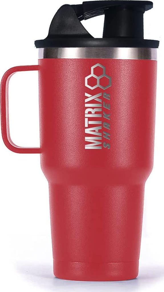 Matrix Shaker 30oz Stainless Steel Blender Cup Bottle Insulated Protein Mixer (Red)
