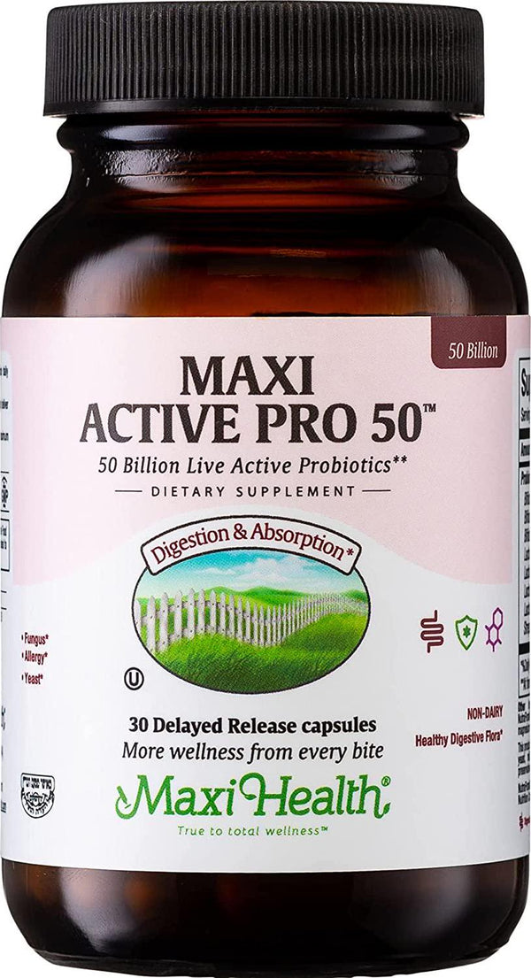Maxi Health Active Pro-50 Live Probiotics, Ultra Protection, 30 Count (Packaging may vary)