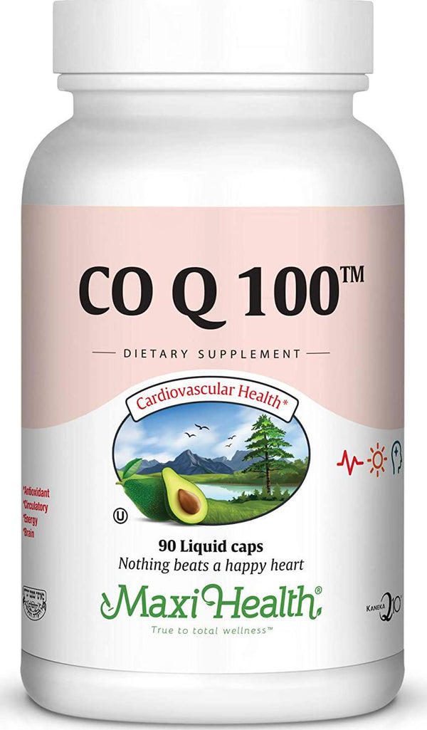 Maxi Health CO Q10 100mg - Coenzyme Q10 Supplement - Heart Health - 90 Liquid Capsules - Kosher