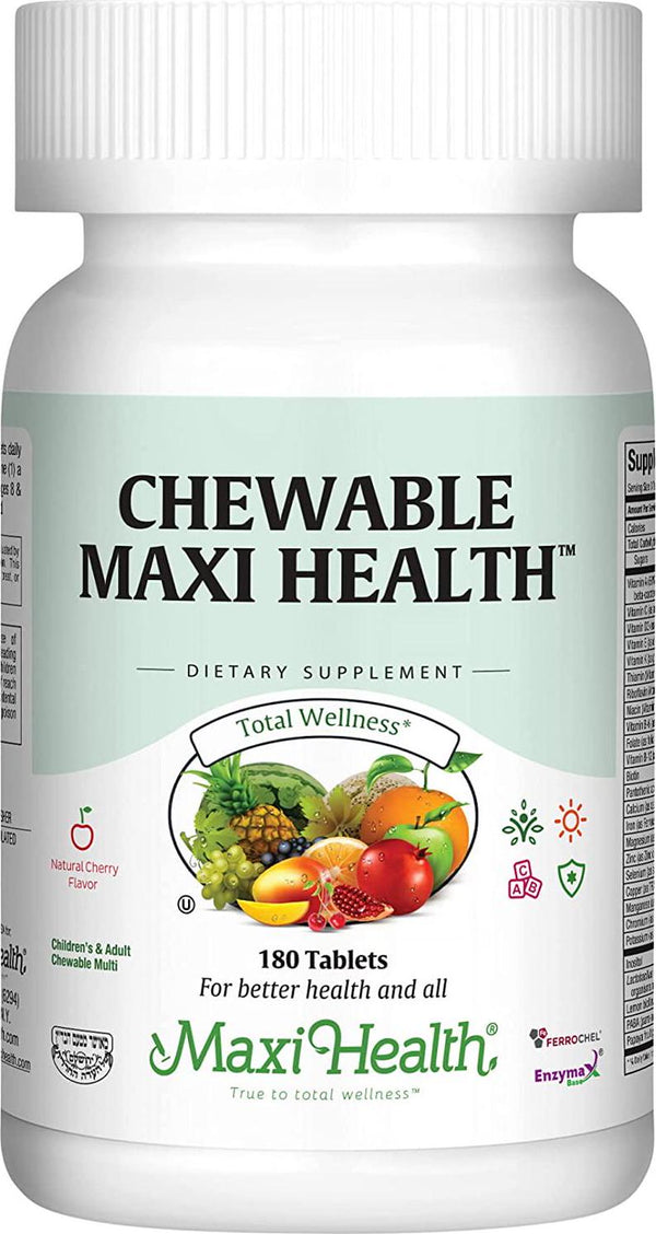 Maxi Health Chewable Multivitamins and Minerals - Natural Cherry Flavor - 180 Chewies - Kosher