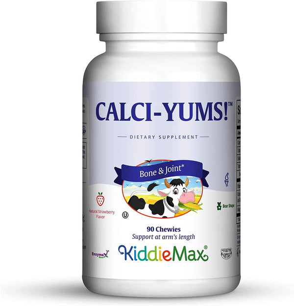 Maxi Health KiddieMax Calcium - CalciYum! - Strawberry Flavor - 90 Animal Shaped Chewies - Kosher