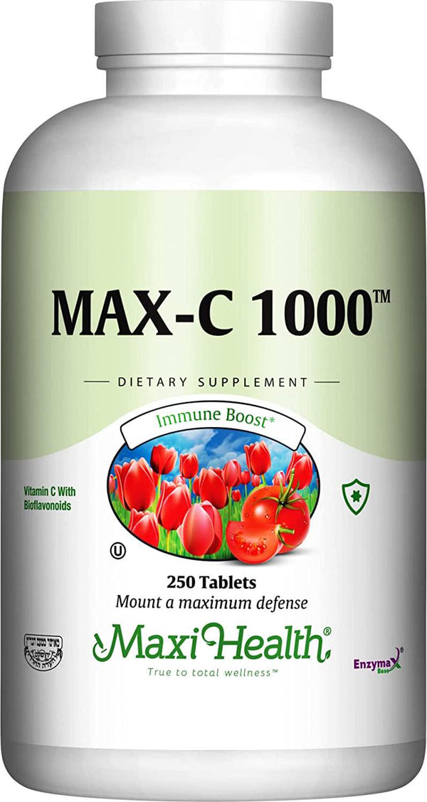 Maxi Health Max Vitamin C - 1000mg - with Bioflavonoids - 250 Tablets - Kosher
