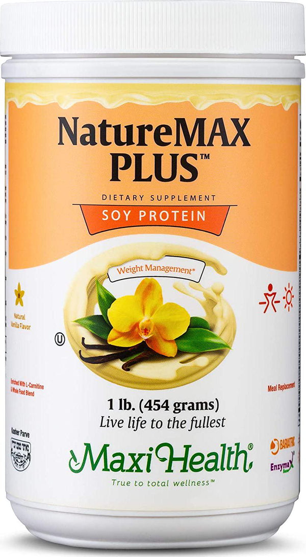 Maxi Health Naturemax Plus - Soy Protein - Vanilla - Diet and Energy Support - 1 lbs Powder - Kosher