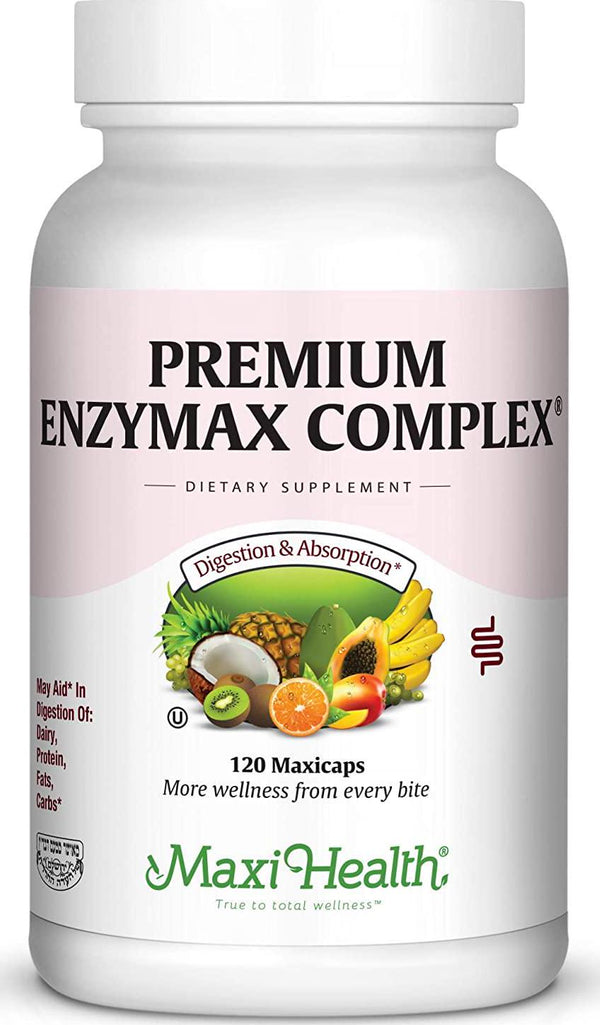 Maxi Health Premium Enzymax Complex Digestive Enzymes Aids Dairy and Fats, 120 Count