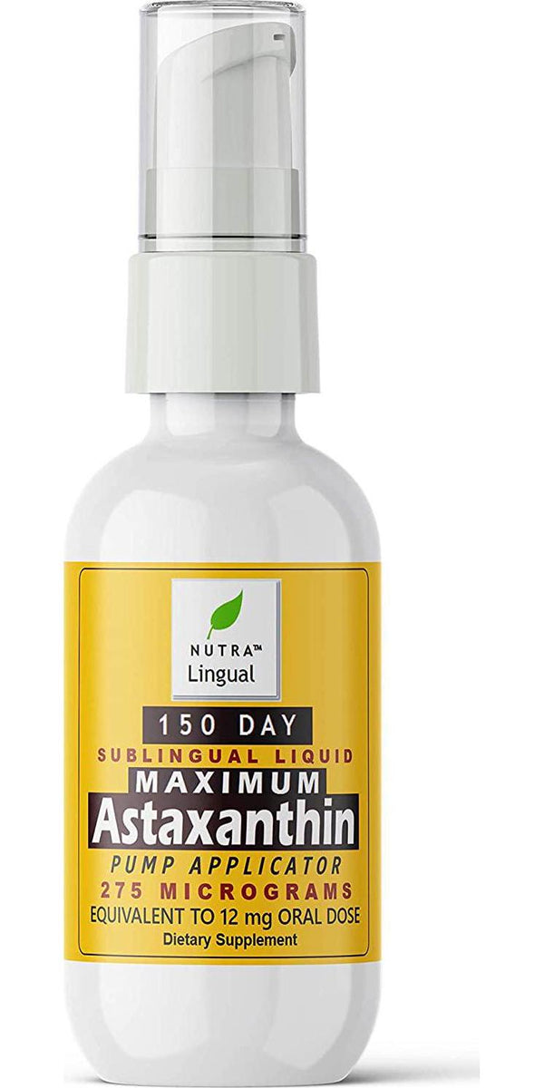 Maximum Astaxanthin - 275 mcg (Equivalent to 12 mg Oral Dose), Premium 150 DAY Sublingual Liquid Supplement by NUTRA LingualTM- NATURAL SUPER ANTI-OXIDANT