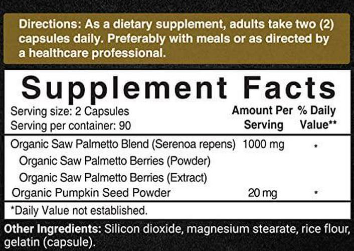 Maximum Strength Saw Palmetto Supplement, 1000mg Per Serving, 180 Capsules, Strongly Promotes Prostate Health and Urinary System, Non-GMO and Made in USA