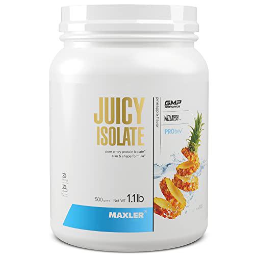 Maxler Juicy Isolate Protein Powder - Fat Free Lactose Free and Sugar Free Muscle Recovery Drink - Clear Protein Drink for Pre and Post Workout - 90% of Protein per Serving - Pineapple 1.1lb (20 Servings)