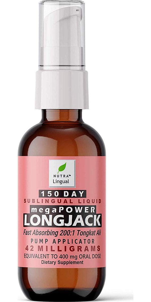 MegaPower Longjack - Tongkat Ali 200:1 Extract, 42 mg (Equiv to 400 mg Oral Dose) Premium 150 DAY Sublingual Liquid Supplement by NUTRA LingualTM for Max Absorption-Natural Testosterone Booster