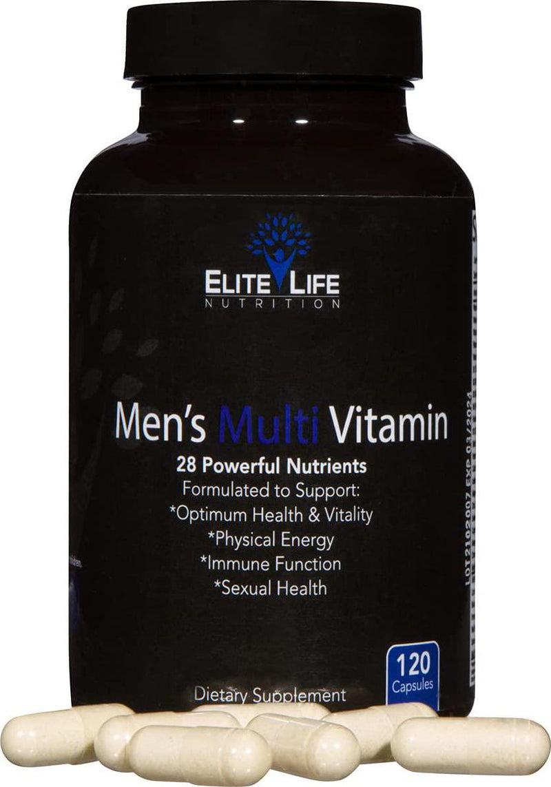 Men's Multi Vitamin - 28 Powerful Nutrients, Vitamins, and Minerals - Best Multivitamin for Men - Supports Optimum Health, Physical Energy, Immune System Function, and Maximum Vitality - 120 Capsules