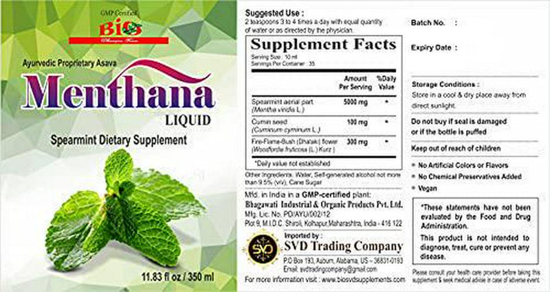 Menthana Liquid, Spearmint Liquid Extract, Fermented Spearmint Dietary Supplement - 11.83 fl oz, Alleviates Bloating, Helps Soothe Digestive Tract and Cleanse Stomach