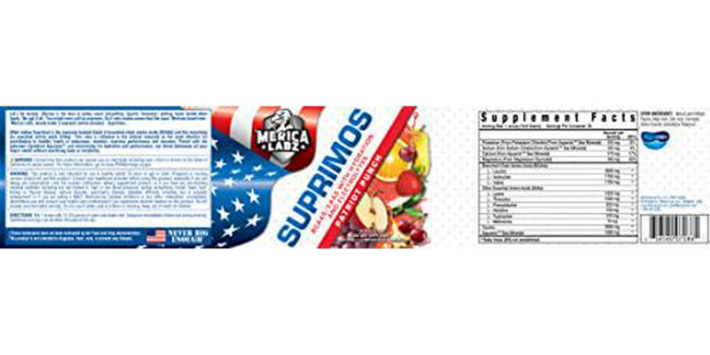 'Merica Labz Suprimos BCAA/EAA Supplement with Eletrolytes for Maximum Performance and Endurance 30 Servings (Patriot Punch)