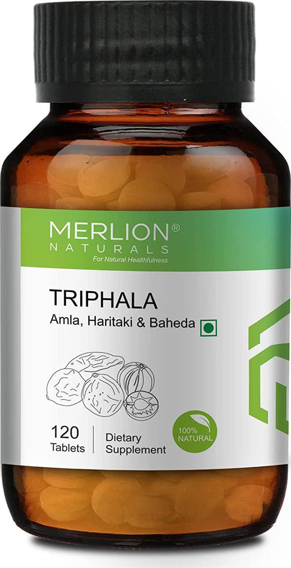 Merlion Naturals Triphala Tablets (Amla, Haritaki and Baheda), All Natural, Pure Herbs 500mg x 120 Tablets