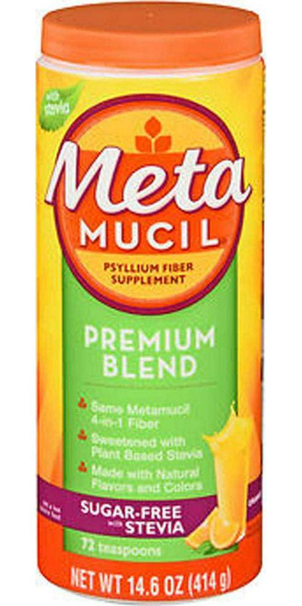 Meta Mucil Premium Blend Psyllium Fiber Powder Sugar-Free with Stevia Orange - 14.6 oz