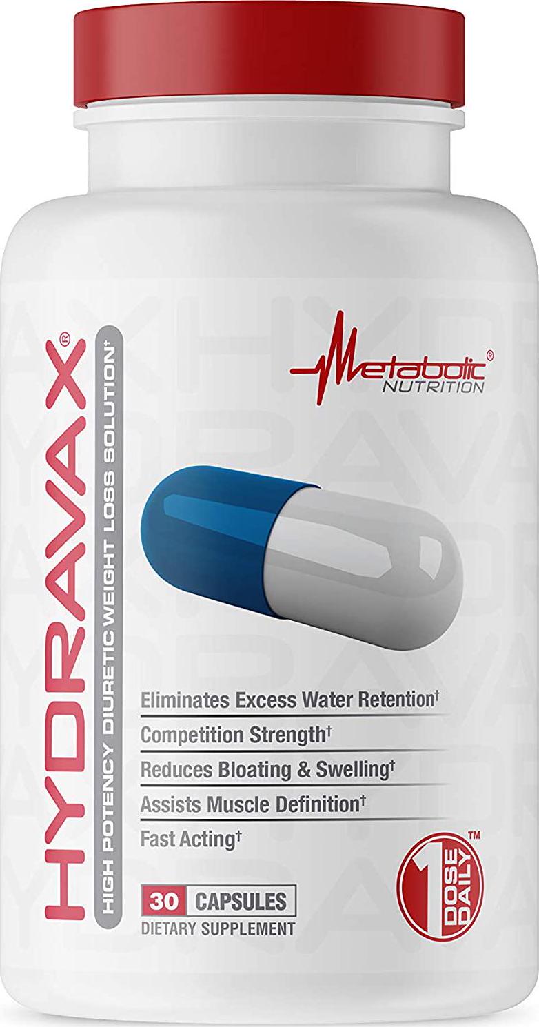 Metabolic Nutrition, Hydravax - Premium Diuretic Water Pills, Natural and Safe, Eliminates Water Retention, with Dandelion, Magnesium, Green Tea Extract, Cranberry Powder, 30 Capsules, 1 Dose Daily