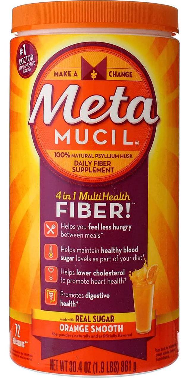 Metamucil, 4 in 1 MultiHealth Fiber Powder, Orange Smooth, 1.9 lbs (861 g)