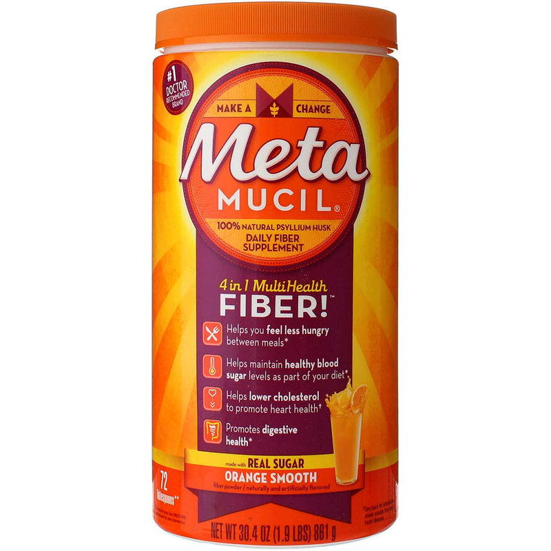 Metamucil, 4 in 1 MultiHealth Fiber Powder, Orange Smooth, 1.9 lbs (861 g)