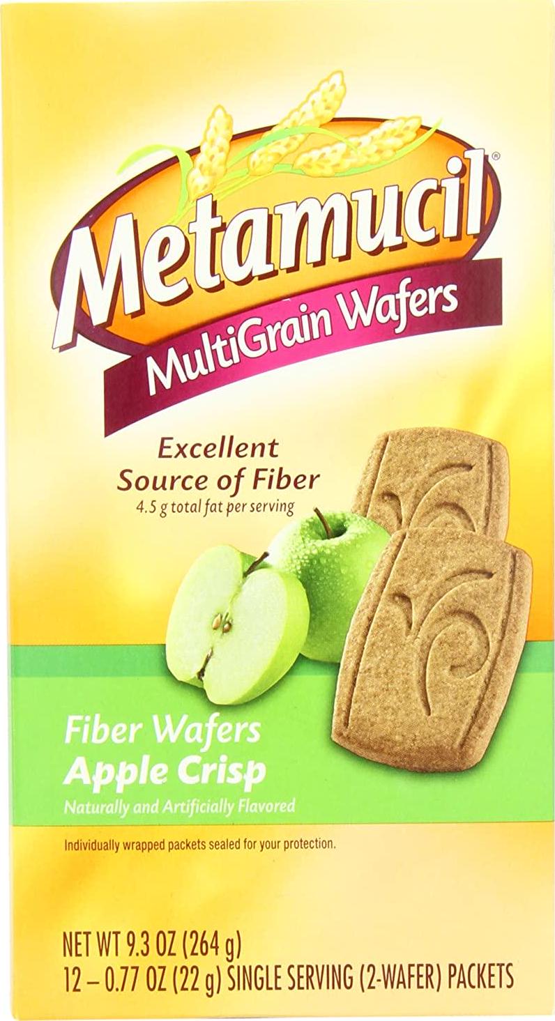 Metamucil Apple Crisp Fiber Wafers 12 Count, 9.3 Oz Box (Pack of 3)