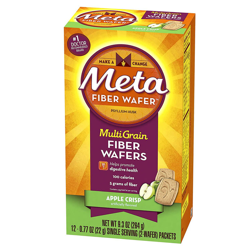 Metamucil Apple Crisp Fiber Wafers 12 Count, 9.3 Oz Box (Pack of 3)