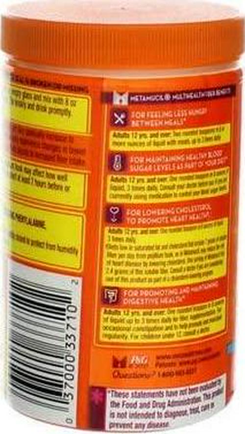 Metamucil Daily Fiber Supplement/Therapy for Regularity, Sugar Free, Orange Smooth, 6.1 oz (Pack of 3)