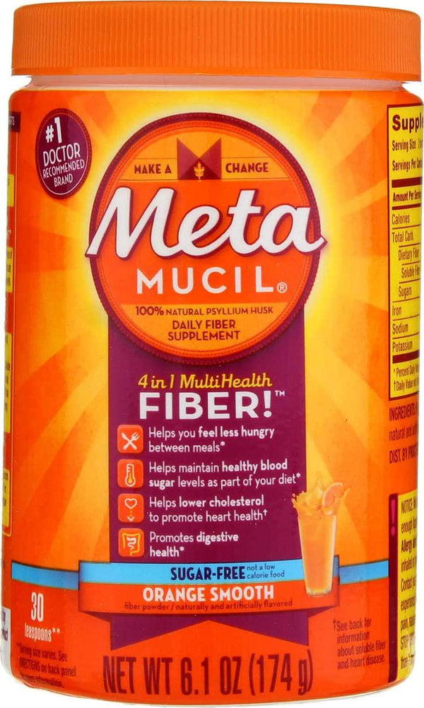 Metamucil Daily Fiber Supplement/Therapy for Regularity, Sugar Free, Orange Smooth, 6.1 oz (Pack of 3)