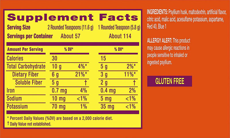 Metamucil Fiber, 4-in-1 Psyllium Fiber Supplement, Sugar-Free Powder, Berry Flavored Drink, 114 Servings (Packaging May Vary)