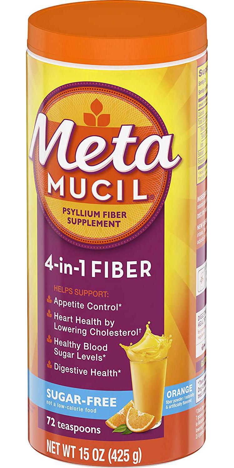 Metamucil Fiber, 4-in-1 Orange SugarFree Powder 72