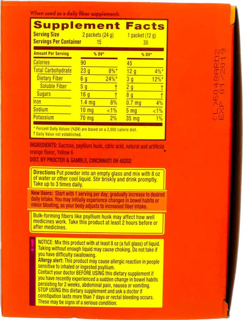 Metamucil Fiber Singles Smooth Texture Orange - 30 Packets