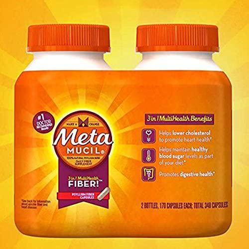 Metamucil Fiber Therapy for Regularity, Fiber Supplement, 340 Capsules