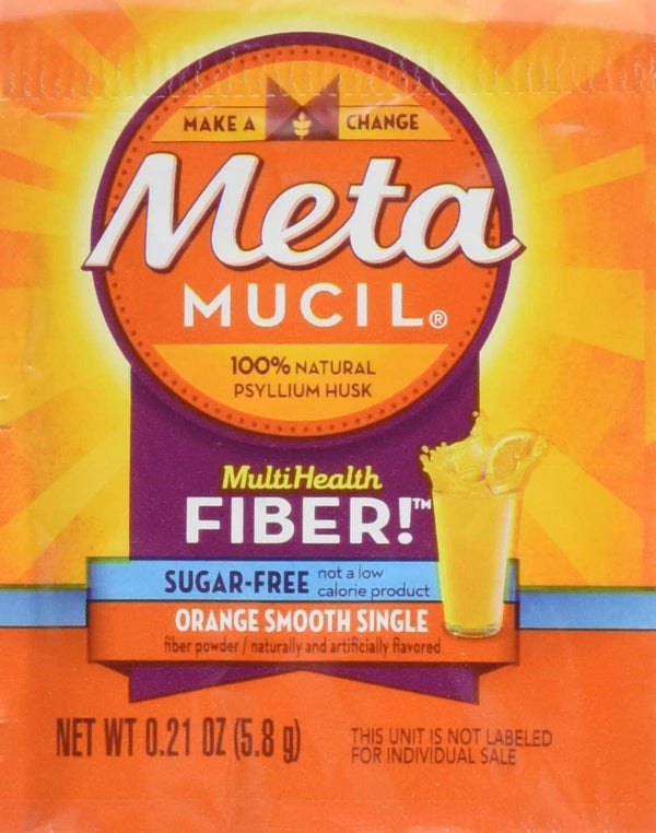 Metamucil - MultiHealth Fiber Singles Orange Smooth Sugar-Free, 0.21 Ounce, Pack of 30