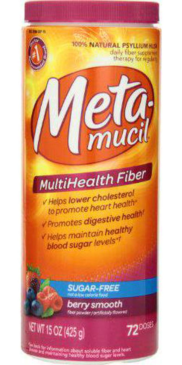 Metamucil Multi-Health Fiber by Meta, Berry Smooth Sugar Free 72 Teaspoons 15 Ounce (Pack of 2)