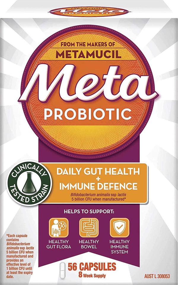 Metamucil Probiotic Daily Gut Health + Immune Defence Capsules, 56 Count