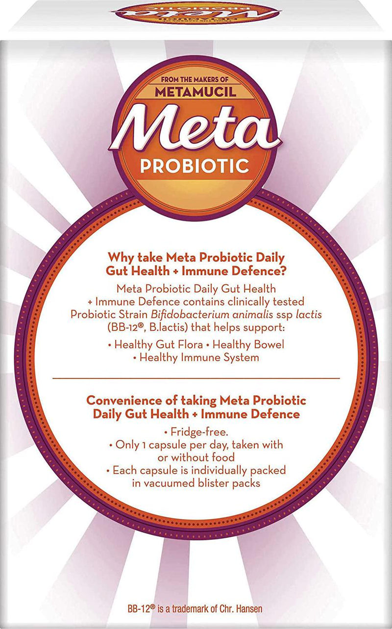 Metamucil Probiotic Daily Gut Health + Immune Defence Capsules, 56 Count