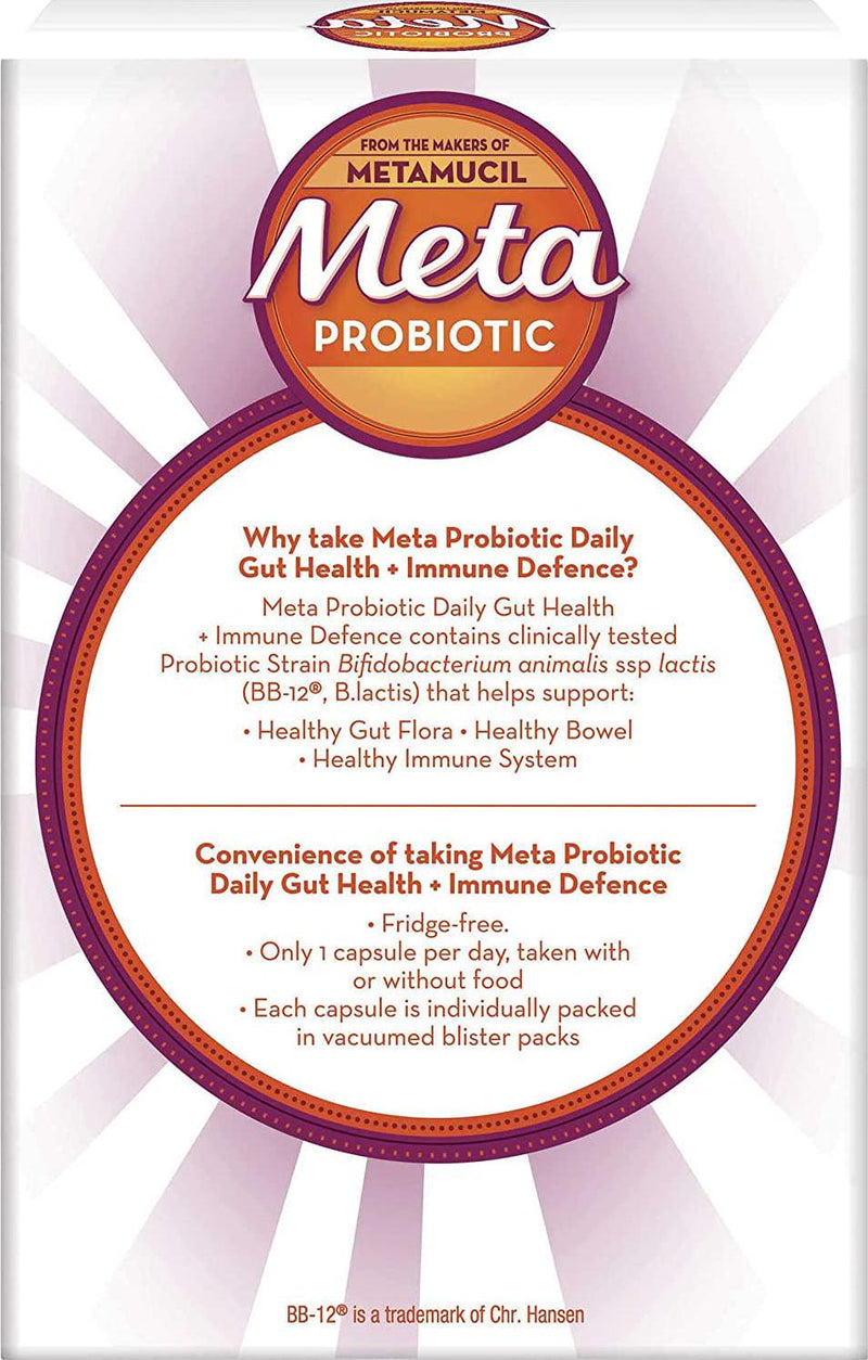 Metamucil Probiotic Daily Gut Health + Immune Defence Capsules, 28 Count