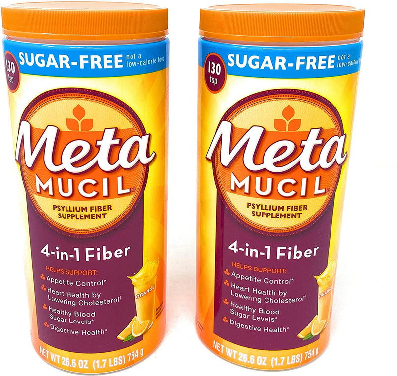 Metamucil Sugar Free Fiber Supplement, Orange Smooth 260 Servings