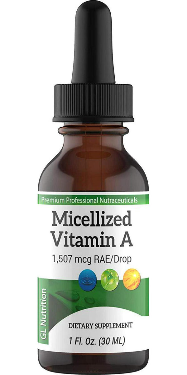 Micellized Vitamin A Drops | Liquid Vitamin A Supplement for Men and Women | Premium Liquid Palmitate and Beta Carotene Drops - 1,507mcg RAE - Equivalent to 5025IU per Drop | 1 Oz by Great Lakes Nutrition