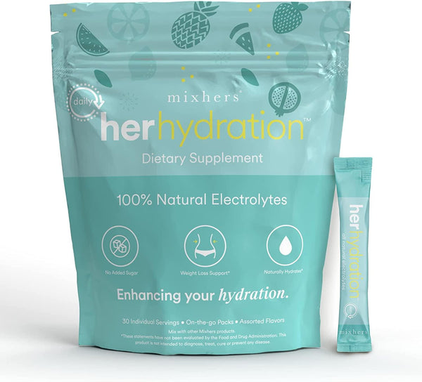 Mixhers Herhydration | Electrolytes Powder Packets| 30 Hydration Packets | Sugar Free| Variety Pack