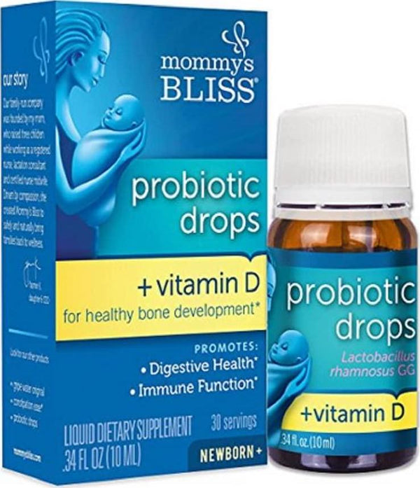Mommy's Bliss Probiotic Drops + Vitamin D, 0.34 Oz Each (Pack of 2)