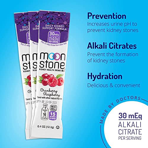 Moonstone Nutrition Kidney Cleanse and Kidney Support Drink Mix, Electrolyte Hydration Powder, Chanca Piedra Alternative, Potassium, 15 Pack Cranberry Raspberry, Lemonade and 1 Free Water Bottle