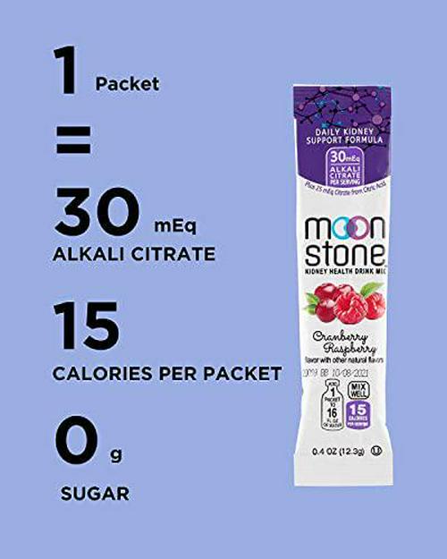 Moonstone Nutrition Kidney Cleanse and Kidney Support Drink Mix, Electrolyte Hydration Powder, Chanca Piedra Alternative, Potassium, 15 Pack Cranberry Raspberry, Lemonade and 1 Free Water Bottle