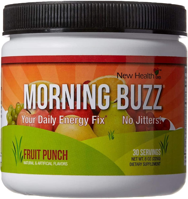 Morning Buzz Energy Drink Powder|Sports Nutrition Endurance and Energy Product|Supports Mental Clarity, Metabolism|8 Ounce|30 Servings Fruit Punch