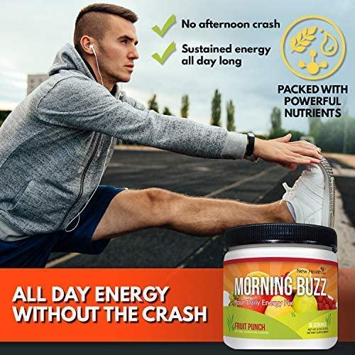 Morning Buzz Energy Drink Powder|Sports Nutrition Endurance and Energy Product|Supports Mental Clarity, Metabolism|8 Ounce|30 Servings Fruit Punch