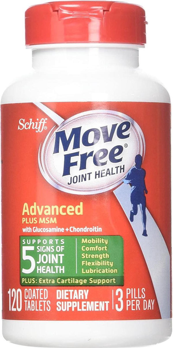 Move Free Advanced Plus MSM, 120 tablets - Joint Health Supplement with Glucosamine and Chondroitin (Pack of 3)