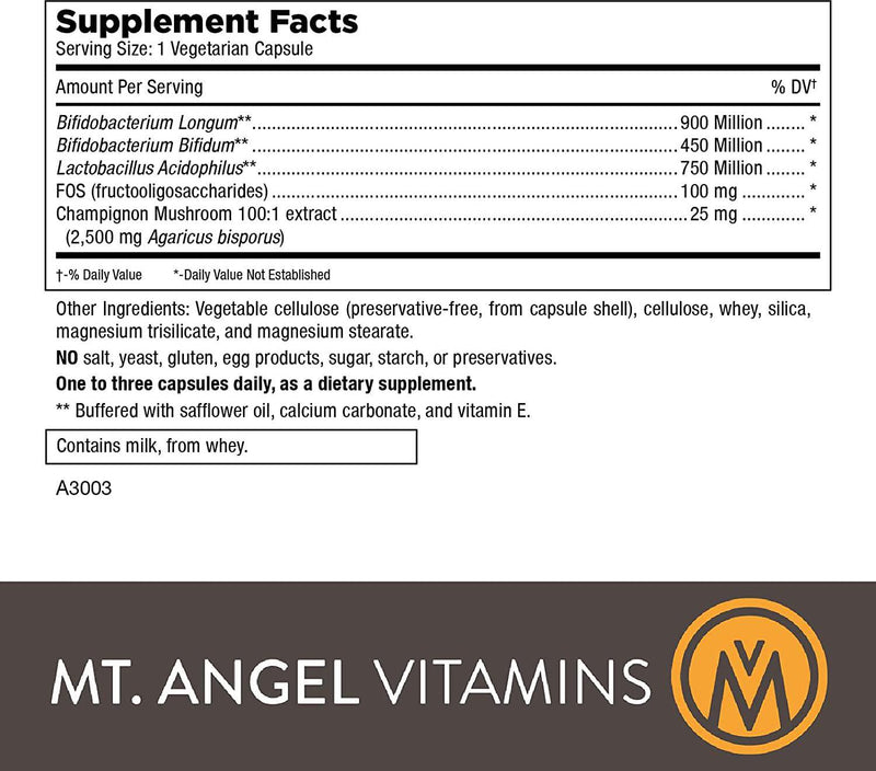 Mt. Angel Vitamins - Good Flora Probiotic, Supports Healthy Digestion and Bacteria (90 Vegetarian Capsules)