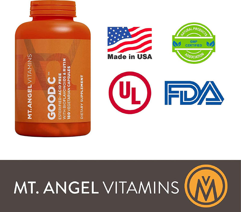 Mt. Angel Vitamins - Good C, Esterified-Acid Free with Bioflavonoids and Rutin (180 Vegetarian Capsules)