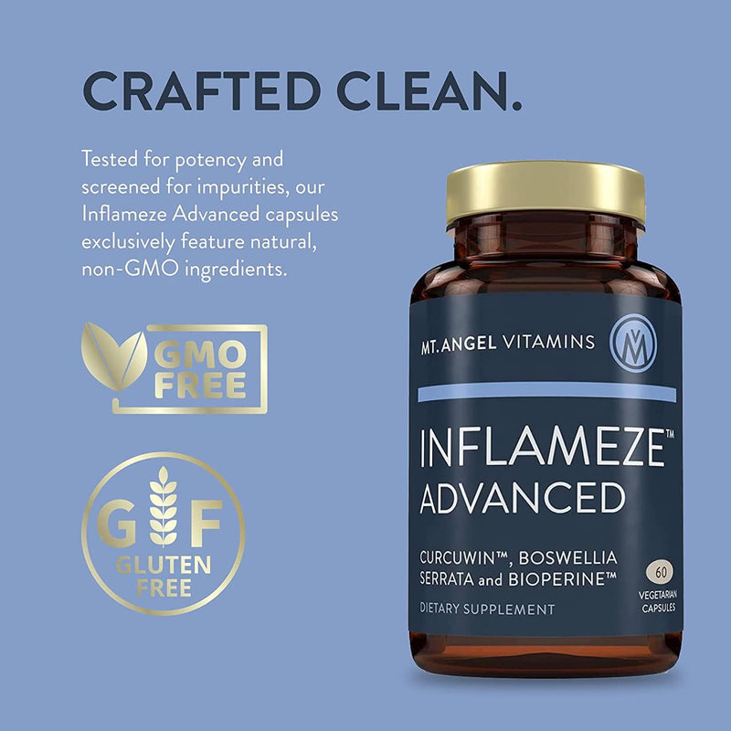 Mt. Angel Vitamins - Inflameze Advanced, with CurcuWIN, Highest Bio-Available Form of Tumeric Curcumin with Bioperine (60 Vegetarian Capsules)
