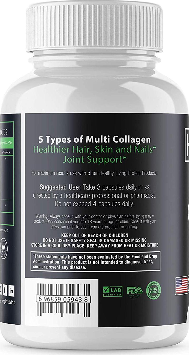 Multi Collagen Peptides Capsules Types 1, 11, 111, V, X