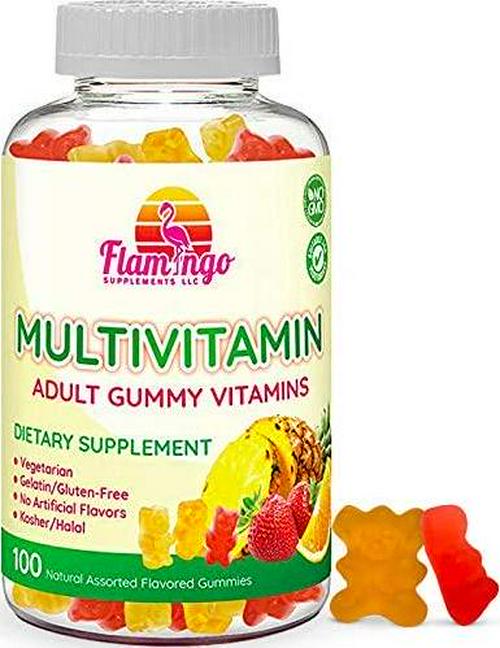 Multivitamin Gummies | Vegan Friendly, Kosher Halal NO Gluten or Gelatin, no GMO| for Men, Women and Kids| 3 Natural Flavors | Vitamins A, C, B3, B12, Biotin, Zinc and More| 100 Gummies